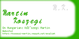 martin koszegi business card